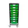 Storsystem Commercial Grade Mobile Bin Storage Cart with 8 Green High Impact Polystyrene Bins/Trays CE2097DG-7S1DPG